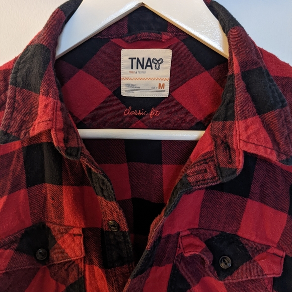 TNA red plaid button down shirt - Picture 2 of 2